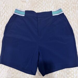 ALL ACCESS Navy Athletic Shorts with Striped Waistband
